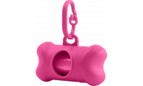 Dog Poop bag Dispenser Pink bone-shaped dog poop bag dispenser, convenient for dog owners. Easily attaches to leashes for quick access to bags.