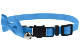 Stylish Bow Breakaway Cat collar Light blue cat collar with a stylish bow and breakaway clasp, adjustable and lightweight, with a bell for charm & safety.