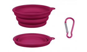 Collapsible Dog Bowl Pink collapsible dog bowl, 350ml capacity, compact and travel-friendly. Foldable for easy portability and cleaning.