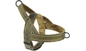 Green soft padded reflective dog harness with no-pull design, enhanced visibility with adjustable straps.