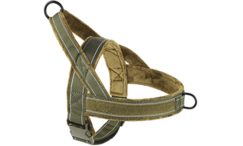 Soft Padded Reflective Dog Harness No Pull Green soft padded reflective dog harness with no-pull design, enhanced visibility with adjustable straps.