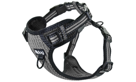 Stylish Breathable Dog Harness Stylish black breathable nylon dog harness with adjustable buckle and straps, perfect fit with quick-release buckles.