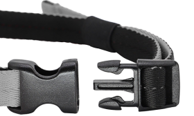 Soft padded adjustable dog muzzle in grey, lightweight nylon material, sturdy buckle for dog's comfort.