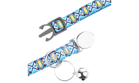 Blue breakaway cat collar with a metallic buckle, adjustable and lightweight for comfort, durable and strong.