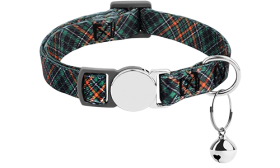 Breakaway Cat Collar with Metalic Buckle Plaid breakaway cat collar with a metallic buckle, adjustable and lightweight for comfort, with a small bell.