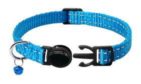 Reflective Breakaway Cat Collar Reflective blue breakaway cat collar, adjustable 21-34cm length and 1cm wide, reflective and lightweight nylon material.