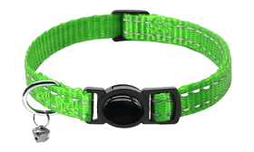 Reflective green breakaway cat collar, adjustable 21-34cm length and 1cm wide, reflective and lightweight nylon material.