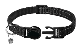 Reflective Breakaway Cat Collar Reflective black breakaway cat collar, durable and strong, reflective and lightweight nylon material.