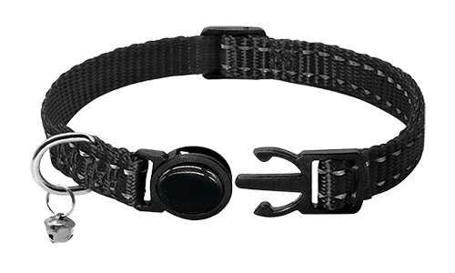 Reflective Breakaway Cat Collar Reflective black breakaway cat collar, durable and strong, reflective and lightweight nylon material.