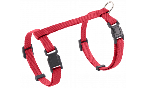 Harness for Cat Red cat harness with adjustable straps and a sturdy metal D-ring for leash attachment, for secure and comfortable use.