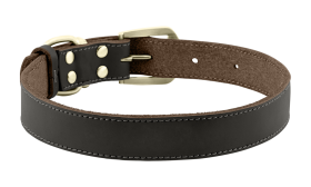 Luxury genuine leather dog collar in brown, durable and strong, high-end genuine leather material, with buckle.