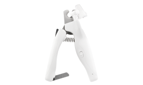 White LED nail clipper for dogs with built-in light for precisioin, with safety guard, hidden nail file, ergonomic handle.