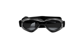 Black dog sunglasses with UV-protection, dark tinted lenses for eye safety and a stylish look. For outdoor adventures.