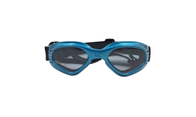 Blue dog sunglasses with UV-protection, dark tinted lenses for eye safety and a stylish look. For outdoor adventures.
