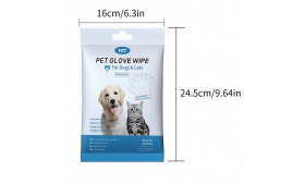 Hypoallergenic Cleaning Wipes for Dogs & Cats (6pcs/pack) Package of hypoallergenic pet glove wipes for dogs and cats, 6 pieces per pack, unscented, eco-friendly, and gentle.