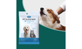Hypoallergenic Cleaning Wipes for Dogs & Cats (6pcs/pack) Package of hypoallergenic pet glove wipes for dogs and cats, 6 pieces per pack, fragrance-free and safe if licked.