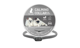 Cat calming collar for anxiety relief, designed for neck sizes up to 48 cm (25 inches). Up to 60 days of calming support.