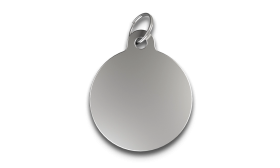 Silver C round shaped dog tag with smooth finish, with a silver ring, customisable with engraved dog name.