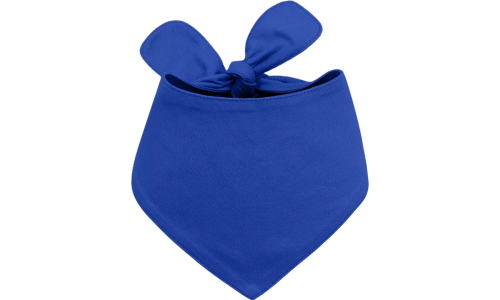 Blue cotton personalised dog bandana with a knot tie, easy to wash, customisable with embroided name.