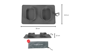 Collapsible Dog Travel Bowl - 1200ml Double Folding Food Mat