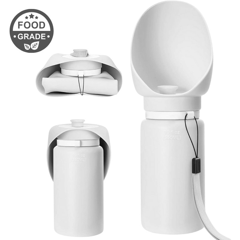 Collapsible Dog Water Bottle 550ml - Food Grade Silicone Pet Water Travel Bowl