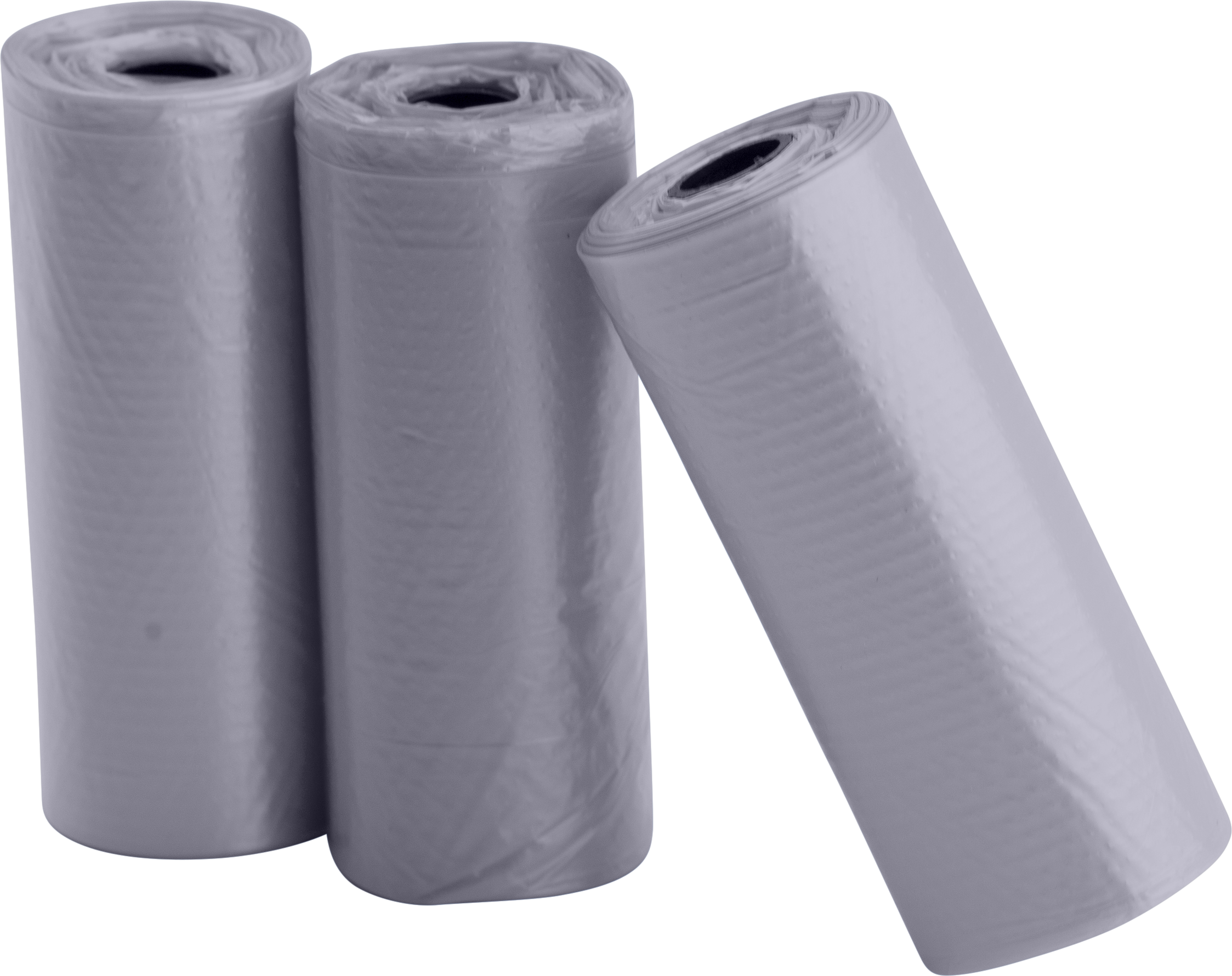 Dog Poop Bags Three rolls of 15 grey dog poop bags, durable and leak-proof, perfect for clean and convenient waste disposal on walks.