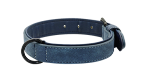 Luxury Velvet Dog Collar Blue luxury velvet dog collar with a soft inner lining, 35-37cm length and 1.7cm width, for comfort and durability.