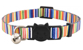 Fun Pattern Breakaway Cat collar Colourful striped breakaway cat collar with a bell, adjustable and lightweight, designed for safety and style.